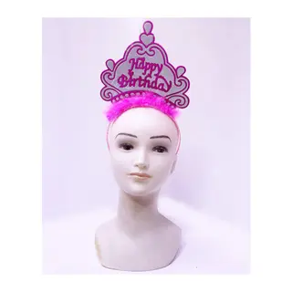Happy Birthday Neon Pembe Renk Doğum Günü Tacı 24x15 cm
