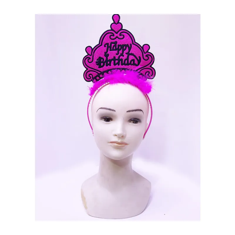 Happy Birthday Neon Fuşya Renk Doğum Günü Tacı 24x15 cm