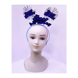 Happy Birthday Yazılı Püsküllü Neon Mavi Renk Doğum Günü Tacı 22x19 cm