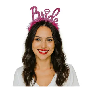 Fuşya Renk Bekarlığa Veda İtalik Yazı Alyanslı Bride Taç