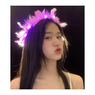 Led Işıklı Rengarenk Yanan 3 Fonksiyonlu Otrişli Parti Tacı Pembe Renk 12x12 cm