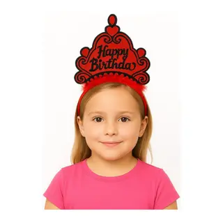 Kırmızı Happy Birthday Prenses Tacı – Doğum Günü Taç Aksesuarı