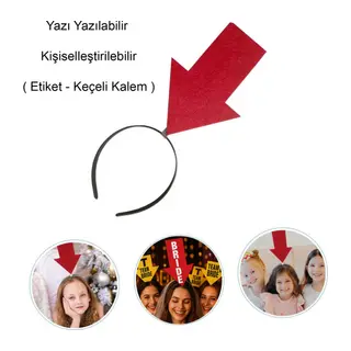 Kişiselleştirilebilir Ok Taç – Üzerine Yazı Yazılabilen Parti Tacı Kırmızı Renk