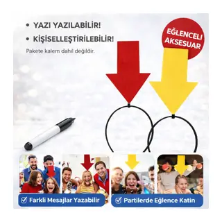Kişiselleştirilebilir Ok İşaretli Mesaj Tacı (2’li Set Sarı-Kırmızı)