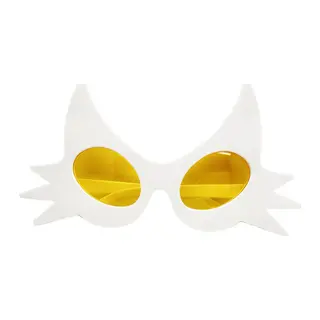 Beyaz Renk Bıyık Tasarımlı Kedi Parti Gözlüğü 19x11 cm