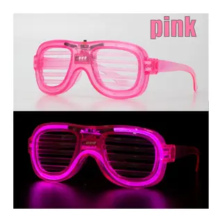Pembe Led Işıklı Parti Gözlüğü - Neon Glow Şerit Gözlük 3 Modlu