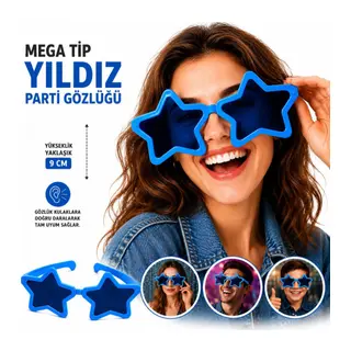 Mega Tip Yıldız Parti Gözlüğü Mavi Renk