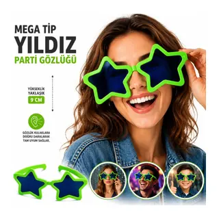 Mega Tip Yıldız Parti Gözlüğü Yeşil Renk