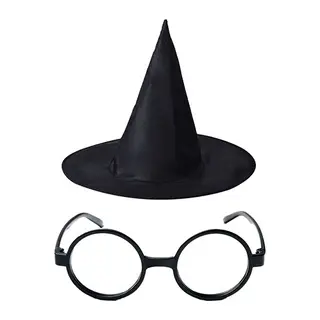 Harry Potter Büyücü Şapkası ve Harry Potter Büyücü Gözlüğü Siyah Renk