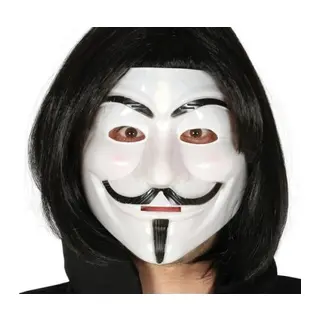 Siyah Renk Takma Kısa Saç ve V For Vendetta Maskesi Anonymous Maskesi