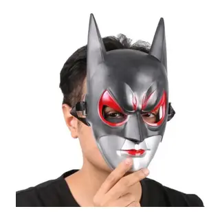 Kırmızı Gözlü Siyah Batman Maske - Lastikli Batgirl Maskesi 28x17 cm