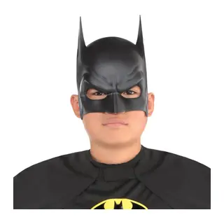 Siyah Renk Çocuk Boy Arkadan Lastikli Batman Maskesi A Kalite 20x14 cm