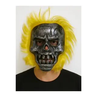 Wild Skull - Metal Kafatası Sarı Saçlı İskelet Maske