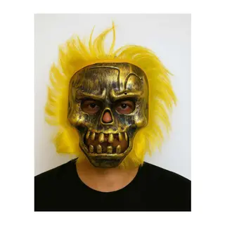 Wild Skull - Bakır Kafatası Sarı Saçlı İskelet Maske