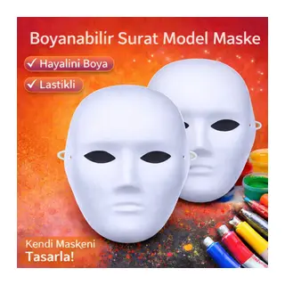 Boyanabilir Surat Model Maske – Lastikli | Kendin Tasarla
