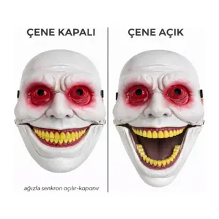 Hareketli Çene Mekanizmalı Korku Maskesi Kırmızı