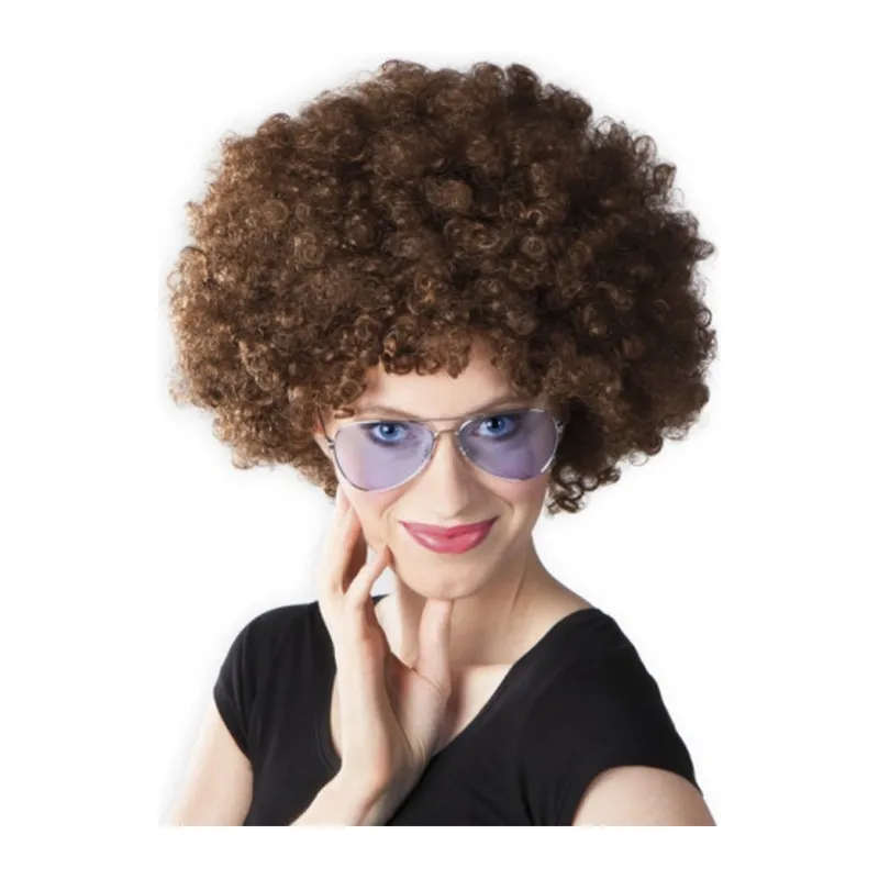 Kahve Renk Kıvırcık Afro Bonus Peruk