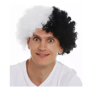 Siyah Beyaz Kıvırcık Afro Bonus Peruk Taraftar Bonus Saç