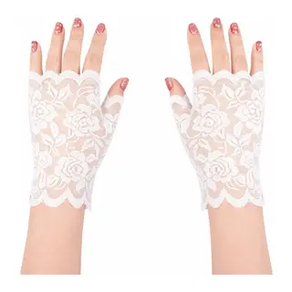 Beyaz Dantel Parmaksız Kısa Eldiven