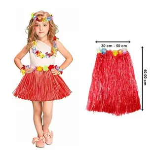 Hawaii Hula Eteği Kırmızı Renk 40 cm