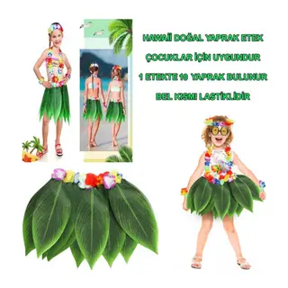 Tropikal Esintili Hawaii Yapraklı Parti Eteği Çocuk Boy