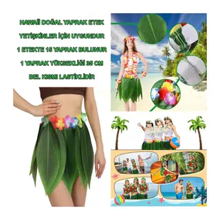Tropikal Esintili Hawaii Yapraklı Parti Eteği Yetişkin Boy