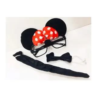 Minnie Mouse Gözlüğü Papyonu Kuyruğu Seti