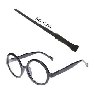 Harry Potter Asası 30 cm ve Siyah Çerçeveli Harry Potter Gözlüğü Seti