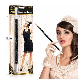 30 cm Siyah Payetli Sigara Tutacağı – 1920’ler Gatsby Parti Aksesuarı