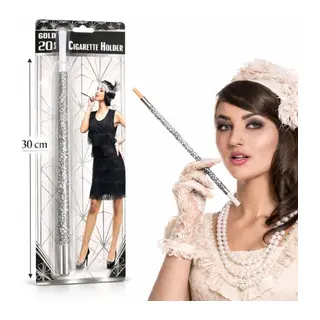 30 cm Gümüş Payetli Sigara Tutacağı – 1920’ler Gatsby Parti Aksesuarı