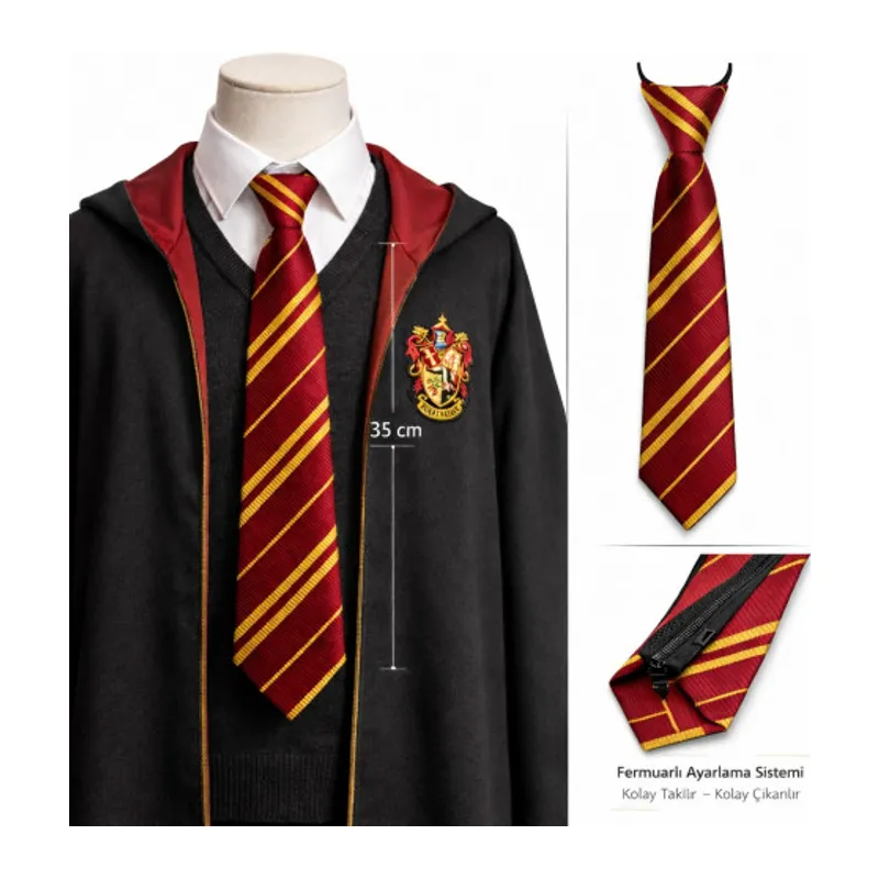Harry Potter Gryffindor Fermuarlı Ayarlanabilir Kravat