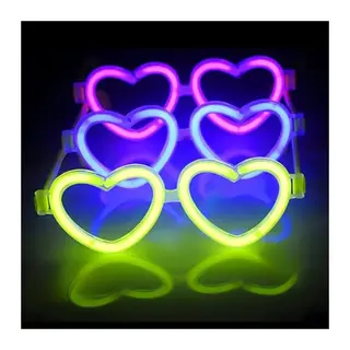 Glow Kalpli Fosforlu Gözlük 6’lı Renkli Set – Neon Parti