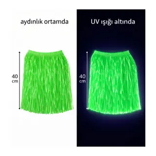 Neon Yeşil Hawaii Parti Eteği 40 cm