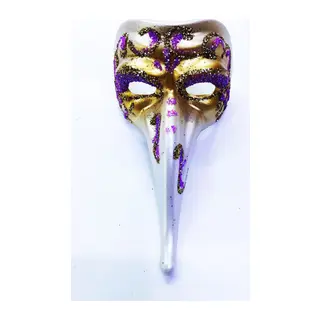 Fuşya Renk İşlemeli Seramik Malzemeden İmal Venedik Uzun Maske Magnet