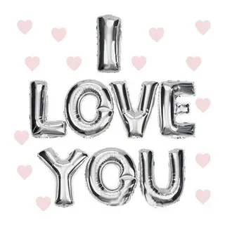 I Love You Folyo Balon Gümüş Renk 35 CM