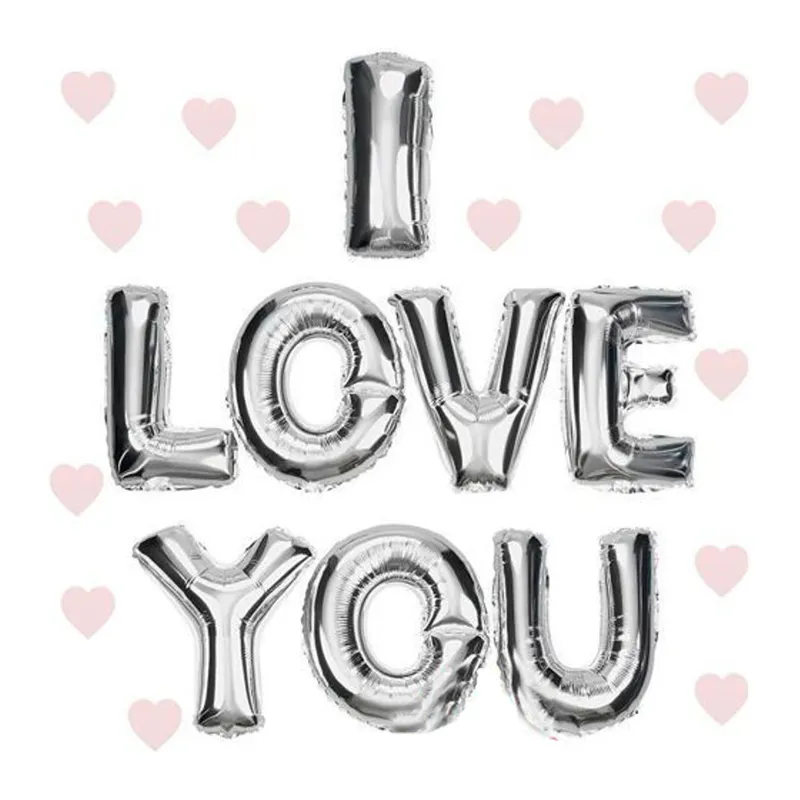 I Love You Folyo Balon Gümüş Renk 35 CM