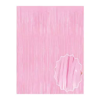 Soft Pembe Püsküllü Kapı Perdesi - Parti, Baby Shower, Cinsiyet Partisi 1x2 m