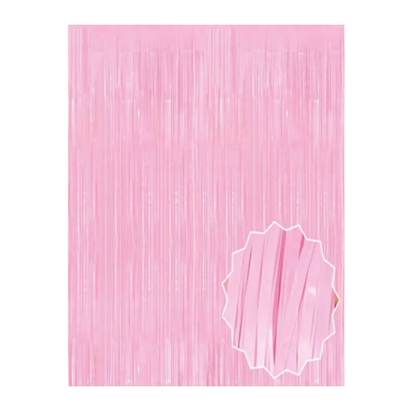 Soft Pembe Püsküllü Kapı Perdesi - Parti, Baby Shower, Cinsiyet Partisi 1x2 m