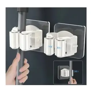 Yapışkanlı Pratik Mop Tutucu 4 Adet Beyaz
