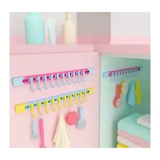 10 Kancalı Raylı Mutfak ve Banyo Düzenleyici Askı 30 cm