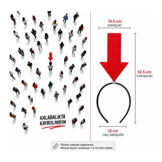 Kırmızı Renk Buradayım Ok Tacı Kaybolmam İşaret Tacı Keçe