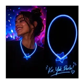 Glow Yıldız Kolye Neon Fosforlu Işıklı Kolye Mavi Renk