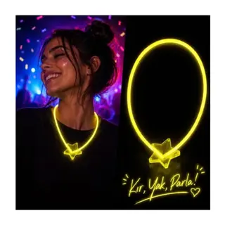 Glow Yıldız Kolye Neon Fosforlu Işıklı Kolye Sarı Renk