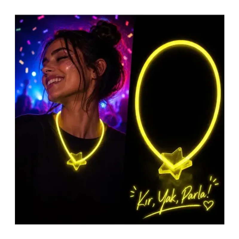Glow Yıldız Kolye Neon Fosforlu Işıklı Kolye Sarı Renk