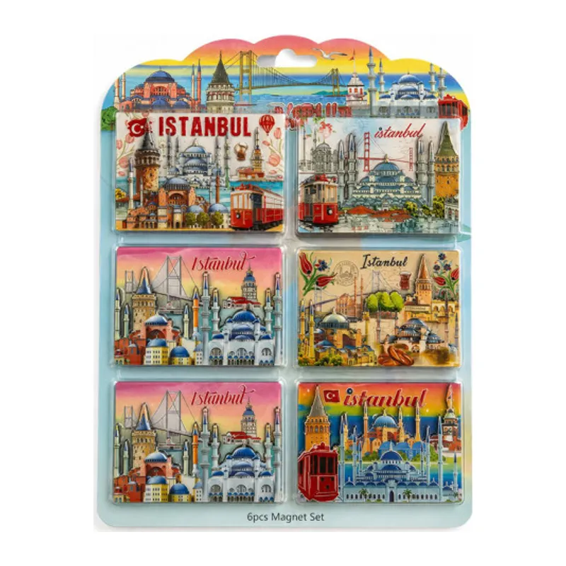 İstanbul Temalı Ahşap Buzdolapı Süsü Magnet 6'Lı Set