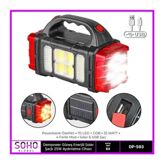 GÜNEŞ ENERJİLİ SOLAR KAMP FENERİ