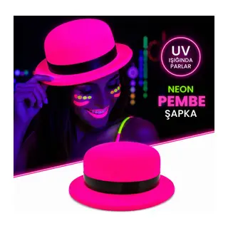 Neon Pembe UV Parti Şapkası Plastik