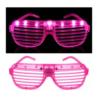 LED Işıklı Panjur Parti Gözlüğü Pembe Renk Shutter Gözlük