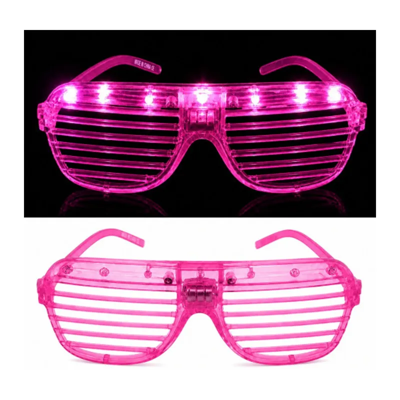 LED Işıklı Panjur Parti Gözlüğü Pembe Renk Shutter Gözlük