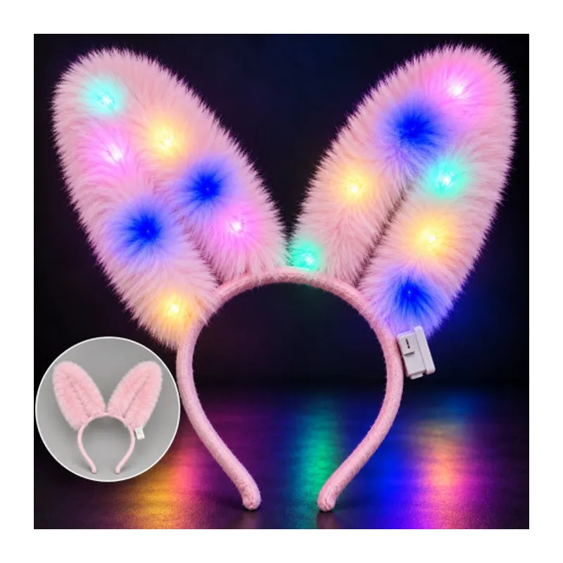 3 Modlu LED Işıklı Peluş Tavşan Kulağı Pembe Renk